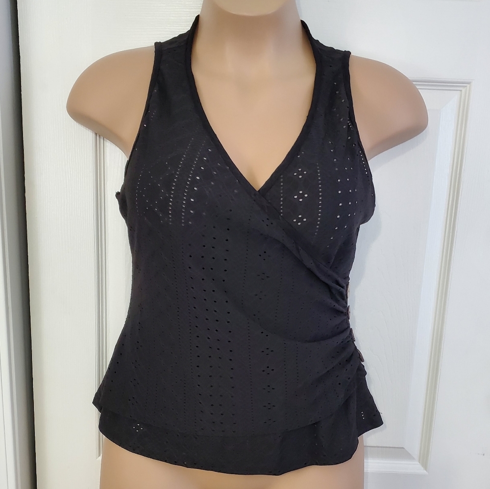 Shein Eyelet Faux Wrap Sleeveless Top